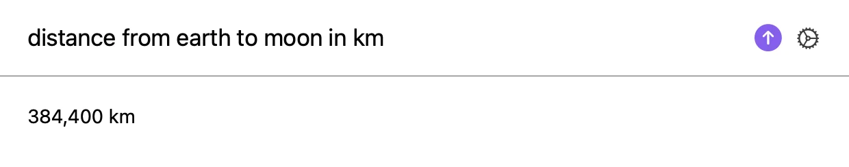 distance from earth to moon in km → 384,400 km